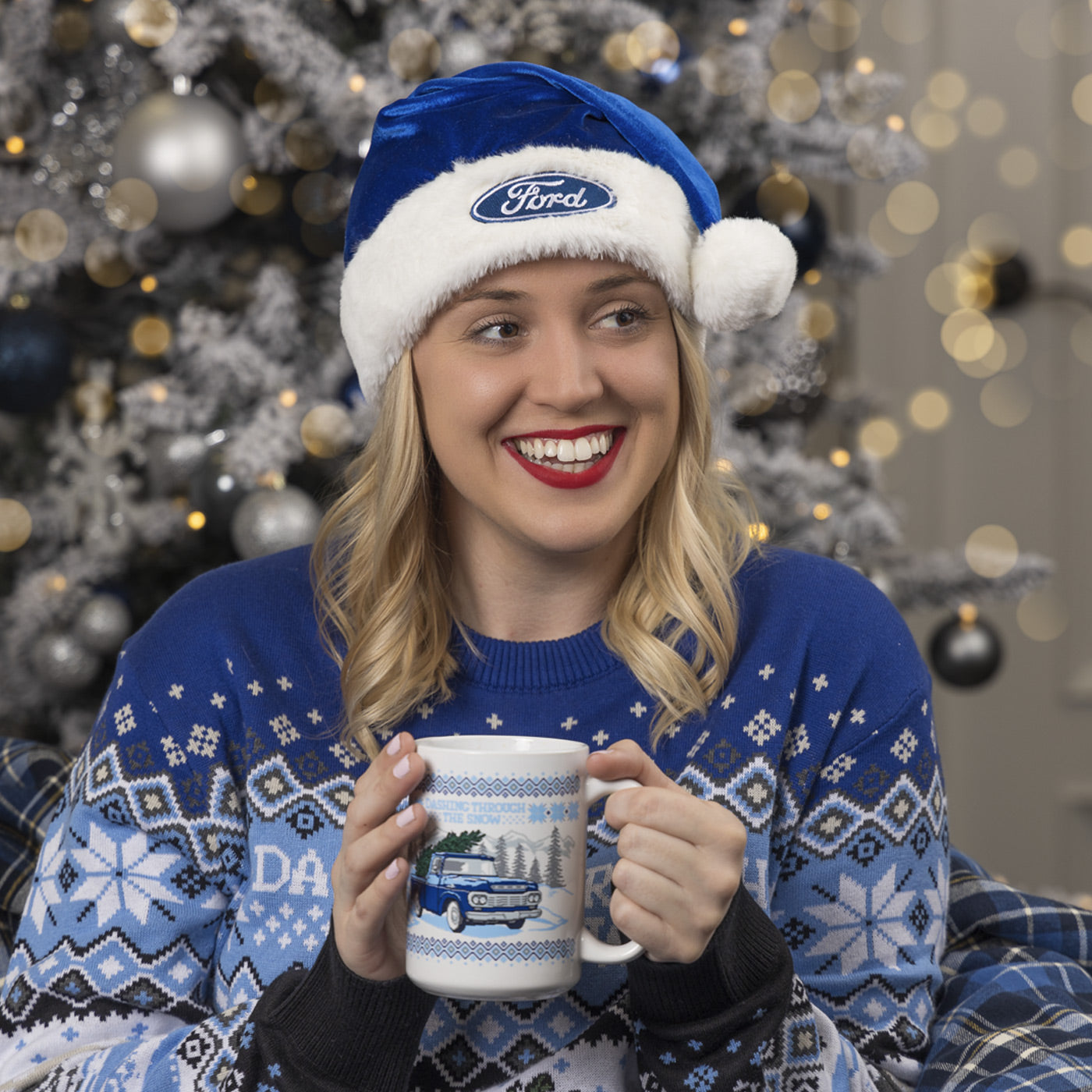 Ford Logo Holiday Dashing Thru The Snow Sweater