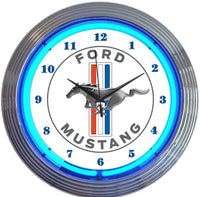 Ford Mustang Blue Neon Clock