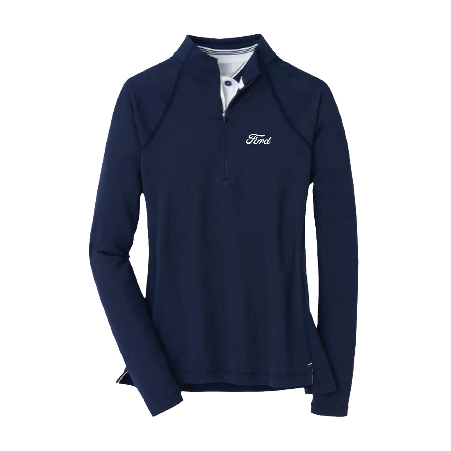 Ford Executive Peter Millar SCRIPT LOGO Women's Raglan Sleeve Perth Layer Quarter-Zip Pullover